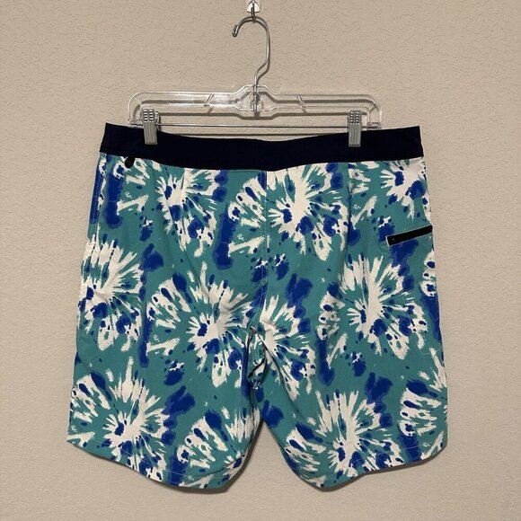 J. Crew Mens Tie Dye Blue Swim Trunks Size 34 Beach Vacation Summer - Picture 2 of 8